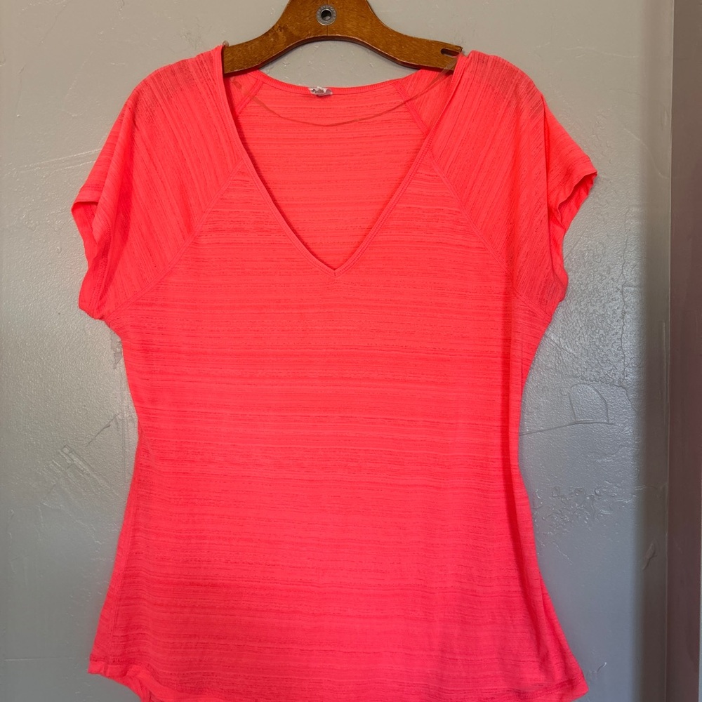 Ideology Bright Pink Short Sleeve V-Neck Top